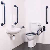 Arley Doc M Pack - Disabled Bathroom High Toilet, Basin and Blue Grab Rails 