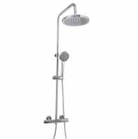 Pure Flow Round Dual Head Shower Column with Adjustable Riser - CLEARANCE