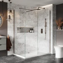 Lancia S8 Wetroom Shower Screen - Brushed Bronze