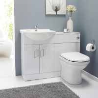 Classic White Gloss Bathroom Furniture Pack Inc Cistern, Toilet Pan, Seat & Basin - Nuie