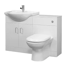 Nuie Saturn 1050mm Gloss White Furniture Pack With Classic Basin,Toilet Pan, Soft Close Seat & Cistern