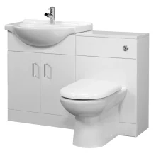Nuie Saturn 1050mm Gloss White Furniture Pack With Classic Basin, Toilet, Seat & Cistern