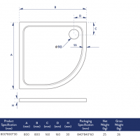 Nuie Pearlstone 900 x 760 Rectangle Shower Tray 