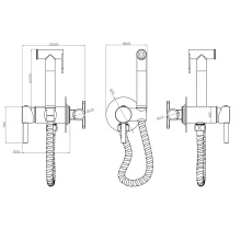 Scudo Brushed Nickel Douche Spray With Hose, Holder & Outlet Elbow