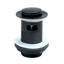 Scudo Round Matt Black Dome Slotted Sprung Basin Waste