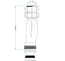 WTKT32CE Straight Through Kidney Trap - 1 1/4" / 32mm - Pedestal Trap - Viva Sanitary