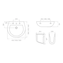 SELECT Strata 450mm Basin With Full Pedestal