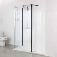 Roman Showers Select Matt Black 200 Pivoting Deflector Panel 243mm Width (8mm Glass)