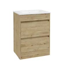 SELECT Source Oak 600mm Two Drawer Floor Standing Vanity Unit