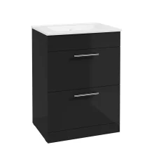SELECT Strata Black 600mm Two Drawer Floor Standing Vanity Unit