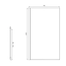 Single Matt Black 1400mm Square Bath Screen