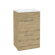 SELECT Strata Oak 500mm Two Drawer Floor Standing Vanity Unit