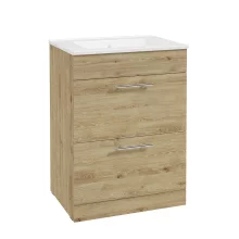 SELECT Strata Oak 600mm Two Drawer Floor Standing Vanity Unit