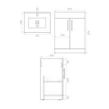 SELECT Strata White 600mm Two Drawer Floor Standing Vanity Unit