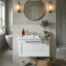 Nuie Havana 500mm Metallic Slate Wall Hung Vanity Unit & Curved Basin