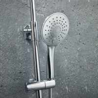Ripley Brushed Brass Round Thermostatic Dual Head Shower Set