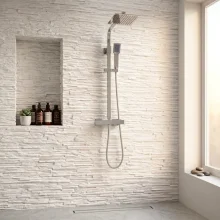 Lancia Elliot Square Chrome Dual Head Rigid Riser Shower