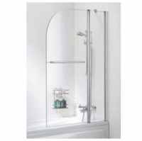 Lakes Bathrooms Double Panel Curved Bath Screen With Towel Rail- 975 x 1400mm - Silver 