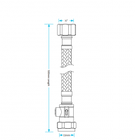 3/4" x 15mm - 300mm - Braided Flexi Hose With Isolation Valve - Viva Sanitary