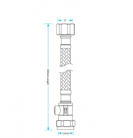 1/2" x 15mm - 500mm - Braided Flexi Hose - Viva Sanitary