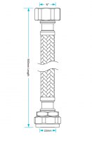 3/4" x 15mm - 300mm - Braided Flexi Hose - Viva Sanitary