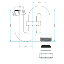 WTKT32CE Straight Through Kidney Trap - 1 1/4" / 32mm - Pedestal Trap - Viva Sanitary