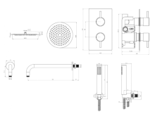 Scudo Core Chrome Round Handle, Fixed Head & Handset Riser Shower Kit NU-022