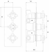 Tec Pura Plus Brushed Brass Concealed Thermostatic Triple Shower Valve with Diverter - Hudson Reed  A8023