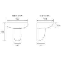 Termond 450 x 400mm 1 Tap Hole Basin & Full Pedestal