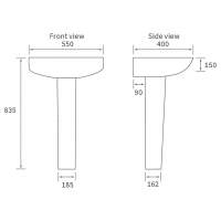 Termond 450 x 400mm 1 Tap Hole Basin & Semi Pedestal