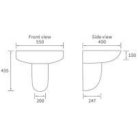 Termond 550 x 400mm 1 Tap Hole Basin & Full Pedestal