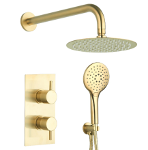 Tailored Orca Round Brushed Brass Round Handle, Built-in Shower Valve Handset & Wall Mounted Head