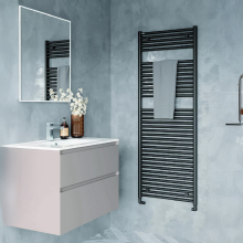 Hugo2 1652 x 600mm Electric Towel Radiator - Lusso Grey - High Heat Output - Tissino