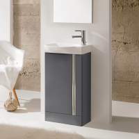 Royo Elegance 455mm Floorstanding Cloakroom Unit inc Mirror Gloss Grey