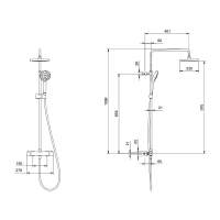 Nuie Square Thermostatic Bar Shower Kit - Brushed Brass -JTY886