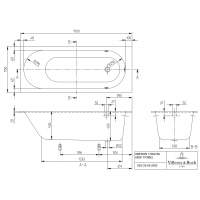 Villeroy & Boch Oberon 2.0 1600 x 750mm Single Ended Bath