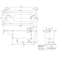 Kaldewei Puro 1700 x 700mm Single End Steel Bath (2 Tap Holes)