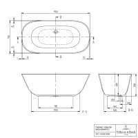 Villeroy & Boch Theano 1750 x 800mm Quaryl Freestanding Bath - Stone White