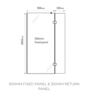 Abacus Direct E Series Walk In Shower Screen With Hinged Return 900mm