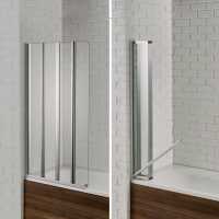 4 Fold Bath Shower Screen With Swiftseal - 1400 x 800mm - Left Hand - Venturi 6 By Aquadart