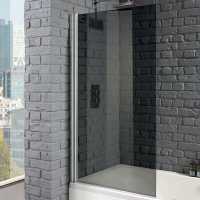 Aquadart Venturi 8 Smoked Black Glass Square Edge Bath Shower Screen - 1400 x 800mm