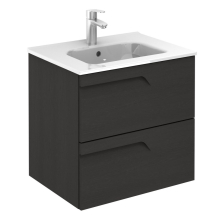 Royo Vitale 600mm 2 Drawer Wall Unit & Square Ceramic Basin in Urban Grey