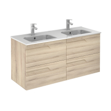 Royo Vitale 1200mm 4 Drawer Wall Unit & Square Ceramic Basin in Light Oak