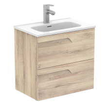 Royo Vitale 600mm 2 Drawer Wall Unit & Square Ceramic Basin in Light Oak