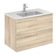 Royo Vitale 800mm 2 Drawer Wall Unit & Square Ceramic Basin in Light Oak