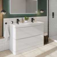 Laplane 600mm 2 Door Floor Standing Basin Vanity Unit - Matt Sage Green