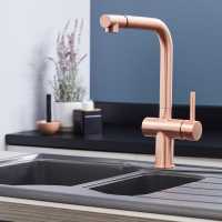 Lancia Tirare Brushed Nickel Spring Neck Mixer Tap with Pull-Out Spray