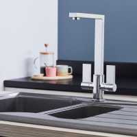 Jeroni Horizontal 2 Handle Matt Black Kitchen Mixer Tap - Francis Pegler Comap