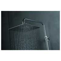 Vema Thermostatic Shower in White and Chrome with Square Bar Mixer Valve, Overhead Rain Shower and Handset 