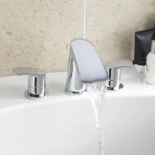 Scudo Descent Matt black 4 Hole Deck Mounted Bath Shower Mixer Tap